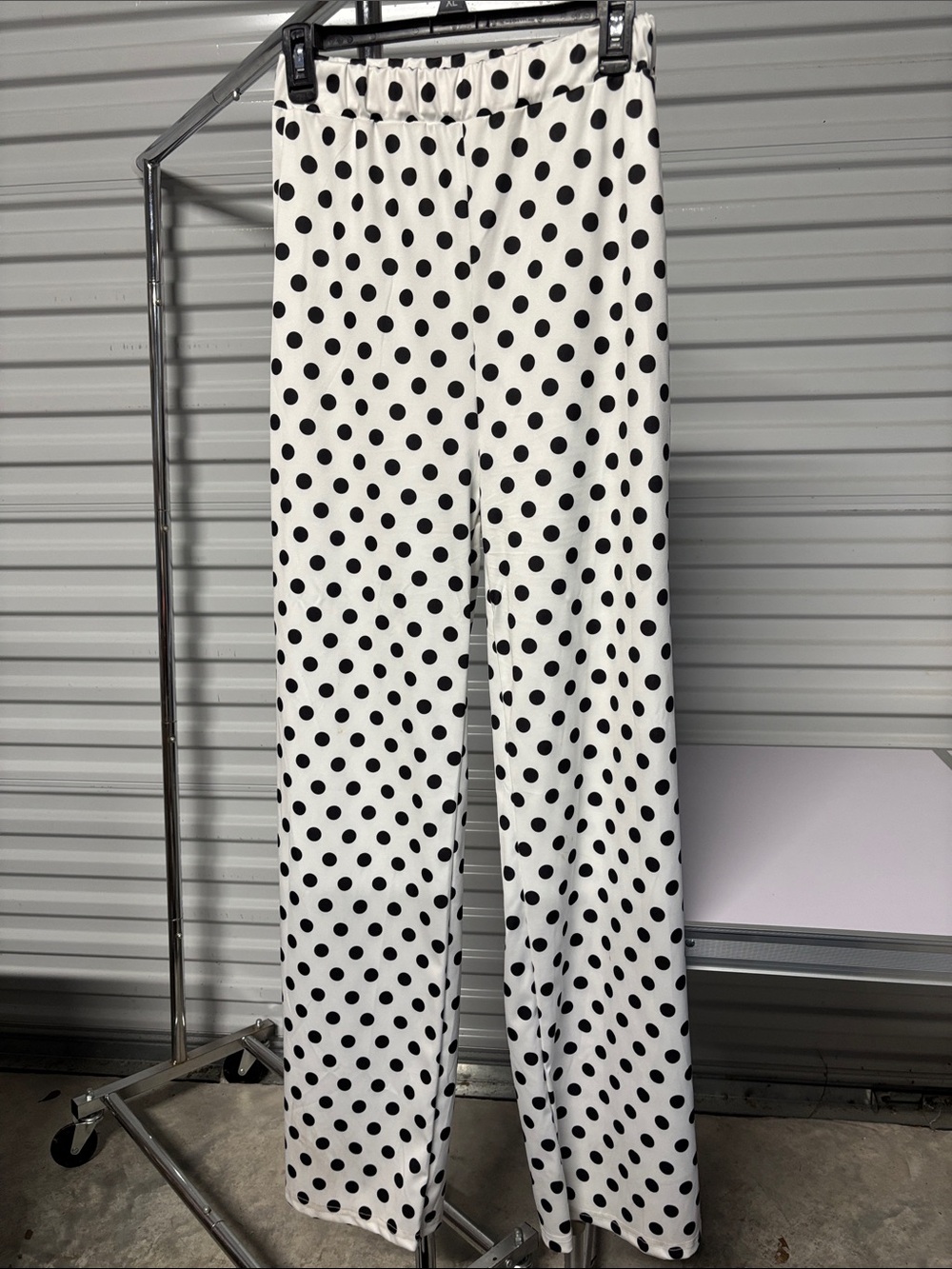 Polka Dot Wide-Leg Pants - Black on White